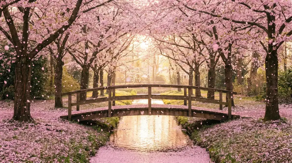 樱花桥畔 - 领里的人们 唯美风景